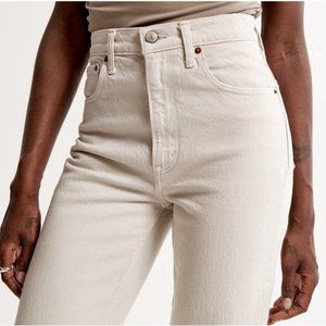 Abercrombie and Fitch The 90's Straight Ultra High Rise Jeans Cream Women 30/10s